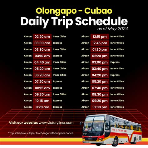 Updated Trip Schedule as of May 2024 .